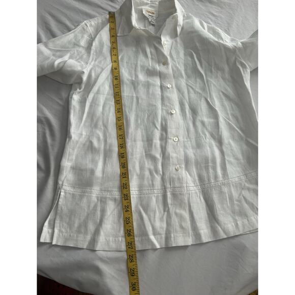 Vintage Talbots Irish Linen Collared Button Blouse Womens Size 8 White NWT - Picture 7 of 8